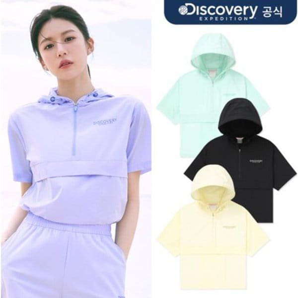 [コ・ユンジョン着用] 女性24SSウーブンクールタッチフード付き半袖アノラックDWTR96043