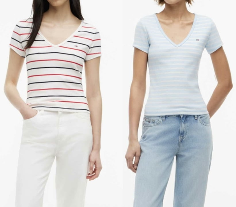 Rip V-neck T-shirt (T32G6TTO10TWT1)