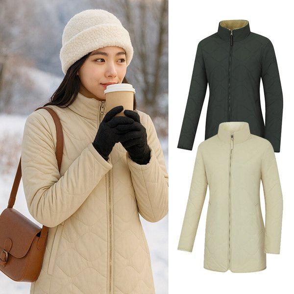 女性 冬 裏地フリース保温 ミドル丈 登山 パディング ジャケット KSC683UJ2W