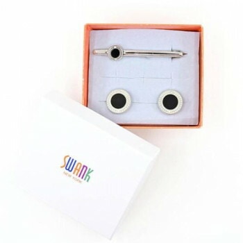 SWANK（スワンク） オニキスのカフス＆タイバーセット CT003