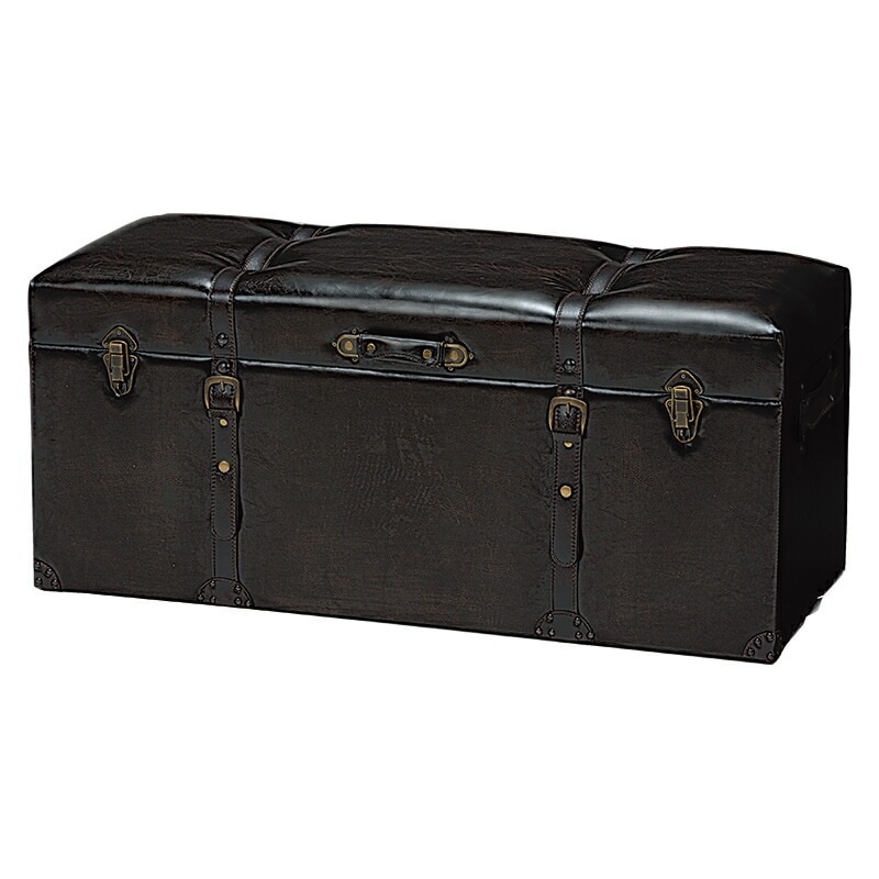 チェスターシリーズ　収納スツール(ダークブラウン)　MC-6002DBRセンスと遊び心あるトランク型収納スツール