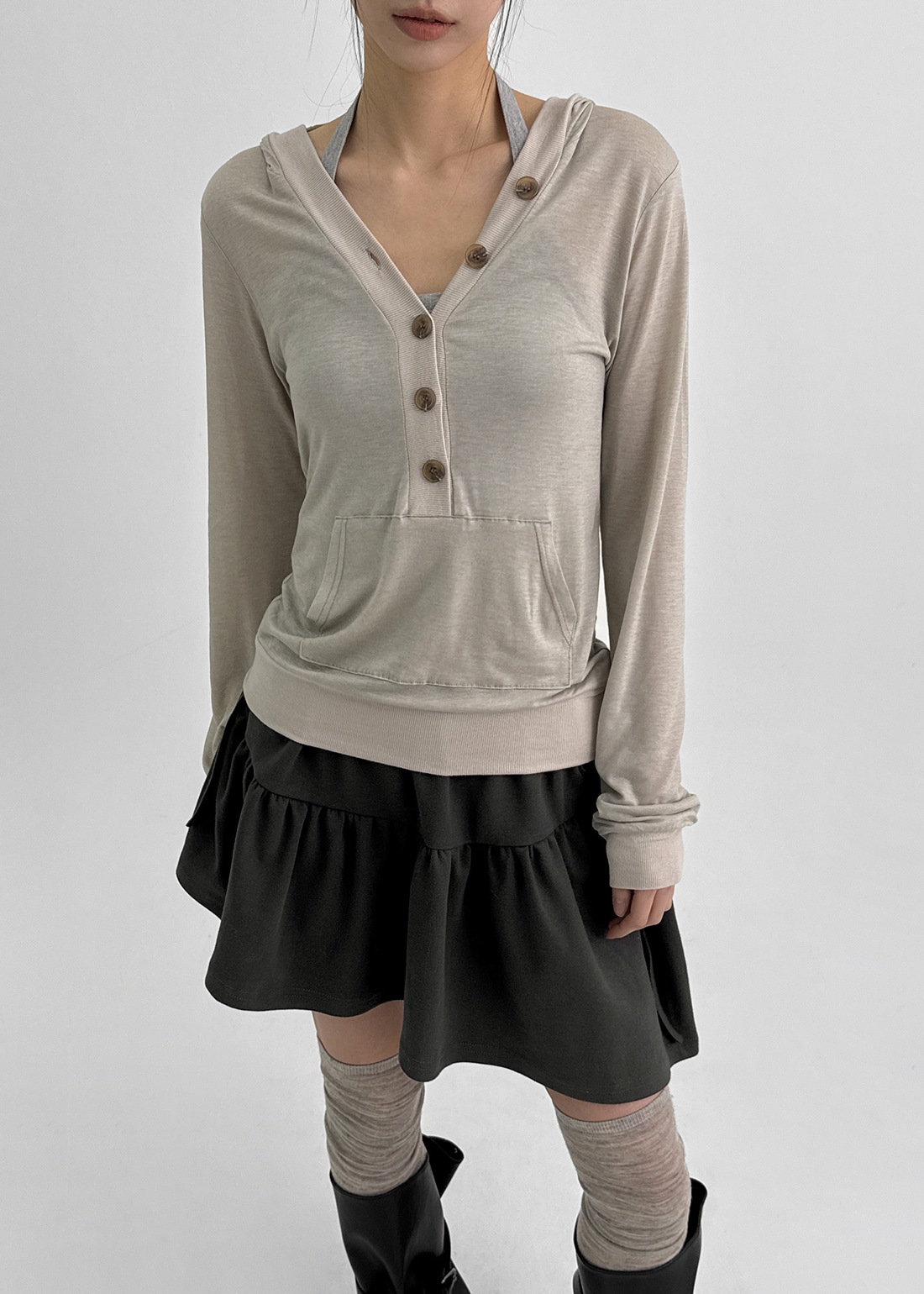 ロイト ボタン テンセル パーカー