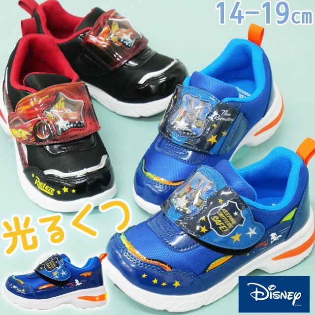 ディズニー 光る靴 ムーンスター スニーカー キッズ カーズ ズートピア 男の子 ベルクロ ジュニア ローカット ライトアップシューズ マジックテープ DN C1365LE ブラック ネイビー 子供靴