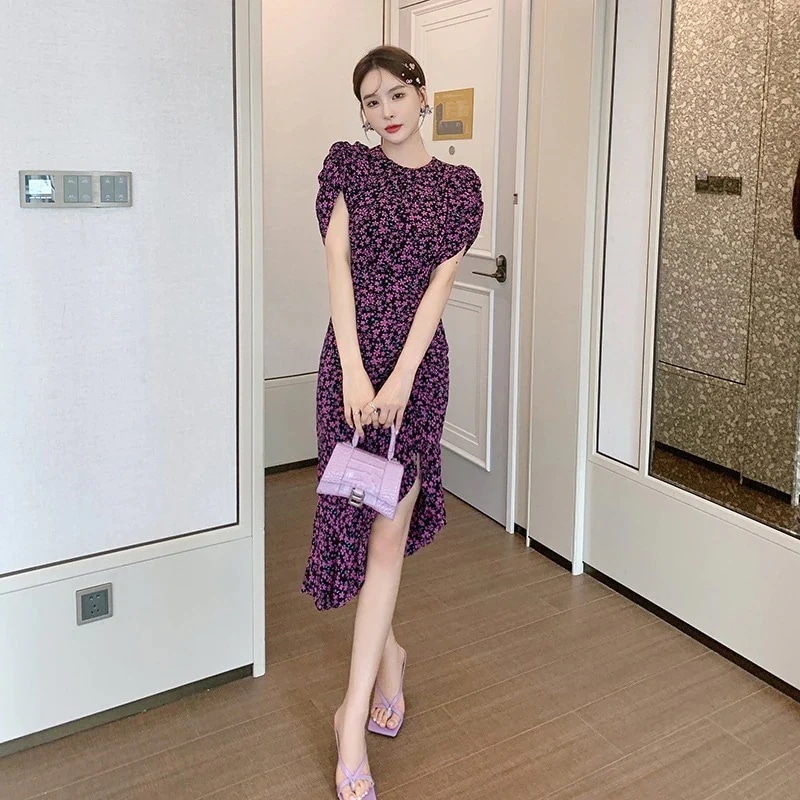 夏 巾着デザイン イレギュラースカート 花柄 エレガント ドレス 衣類 フォーマル パーティードレス 同窓会 結婚式 披露宴 卒業式 演奏会 二次会 発表会30%までに制限