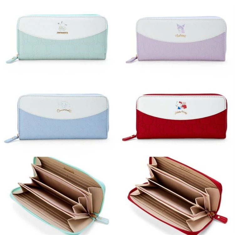 サンリオPUレザー手持ち長財布クロミ多機能パスケースジッパー小銭入れ
