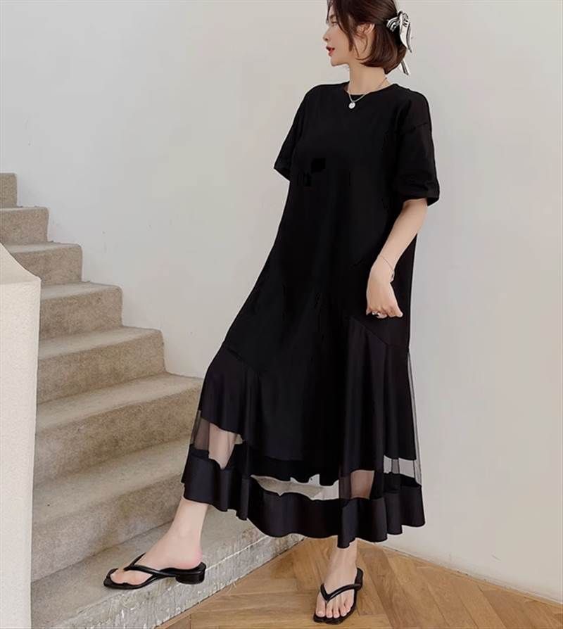 デート エレガント 半袖 こなれ感 フレアワンピース 脚長 学生 カジュアル 20代 きれいめ ワンピース い ラウンド ママ ロング丈 主役級 肌見せ 存在感 レディース 10代 美容師 お洒落 夏