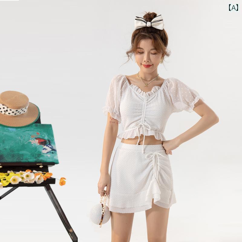 水着 レディース 大人ガーリー スクエアネック プッシュアップ スカート分割 カジュアル 温泉 胸パット有り ワイヤー無し スリム 女性