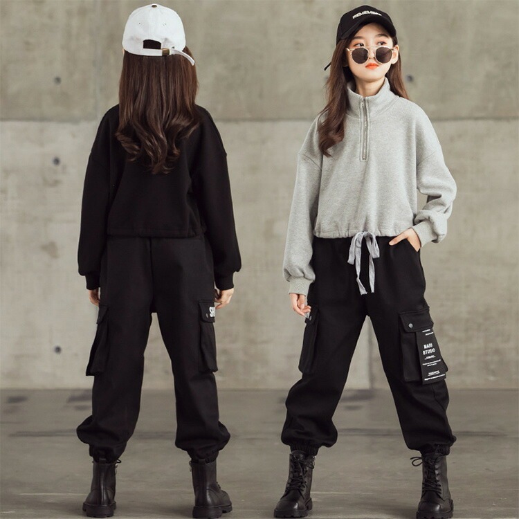 韓国 子供服 ダンス衣装 キッズ ヒップホップ 派手 女の子 トップス 長ズボン パンツ 子供 チアガール kids dance 原宿 jazz 練習着 団体服 応援団 演奏会 人気 発表会