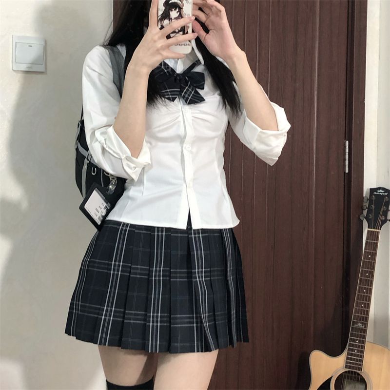 【1つ買うと10つ無料】2025 Jk長袖ウエストクロージングシャツスーツカレッジスタイルユニフォームユニフォームホワイトシャツカレッジスタイル