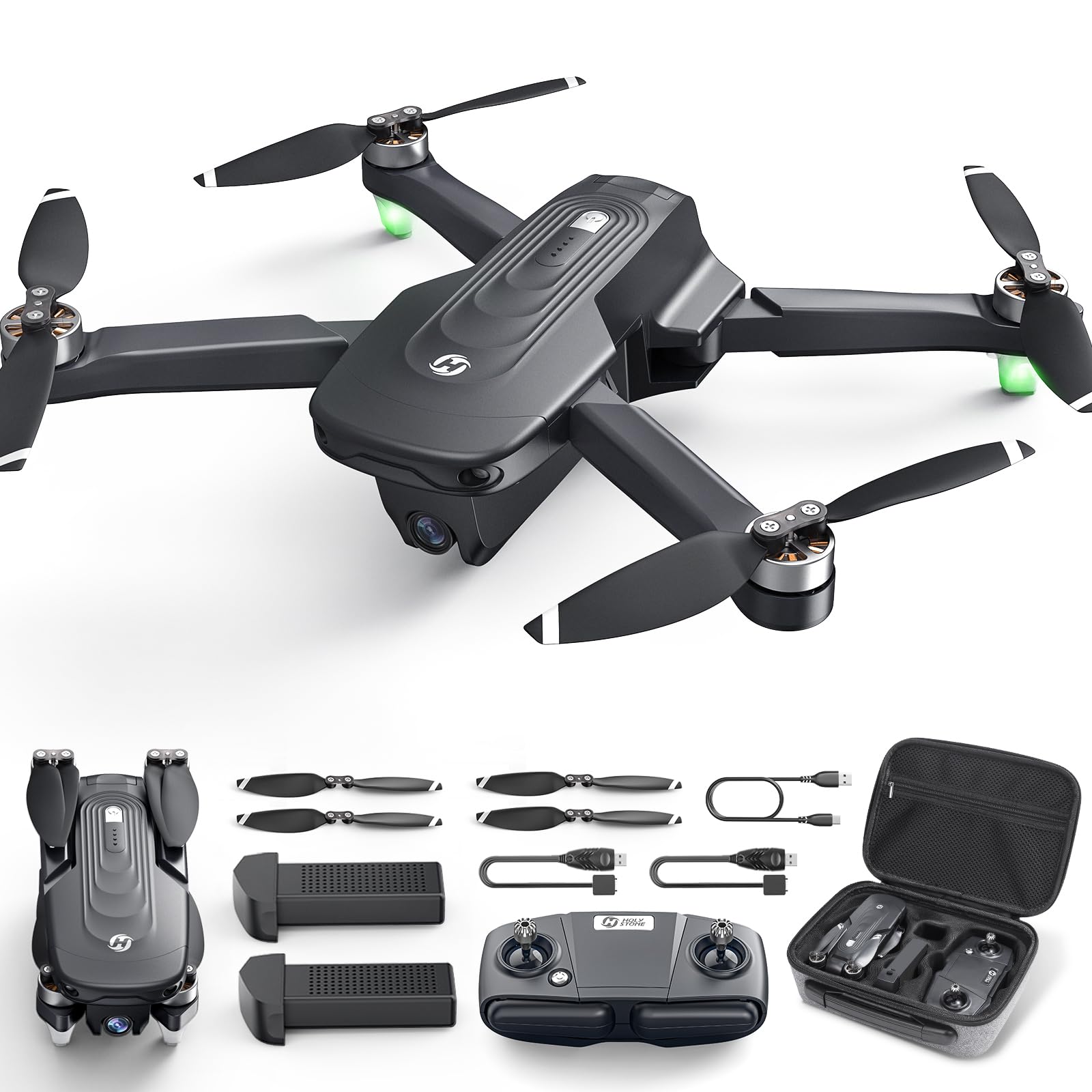 Holy Stone ドローン 4Kカメラ付き GPS搭載 リモートID内蔵 ブラシレスモーター 折り畳み式 バッテリー2個 フライト時間46分 110広角カメラ 収納ケース付き リターンモード フ