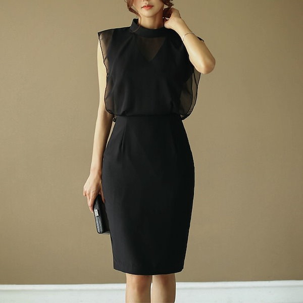 Qoo10] シースルーワンピース 黒 マーメイドワン