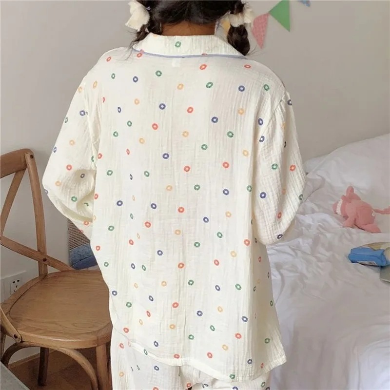 女性用サテンパジャマセット,長袖シャツとロングパンツ,パジャマ,プリントセット,ホームウェア
