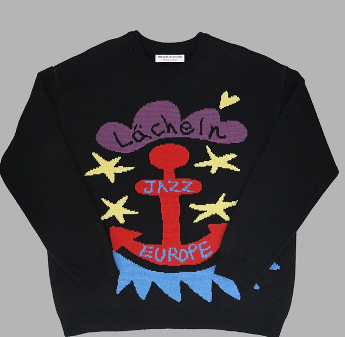 【THE MUSEUM VISITOR】 MARINE JACQUARD KNIT : BLACK