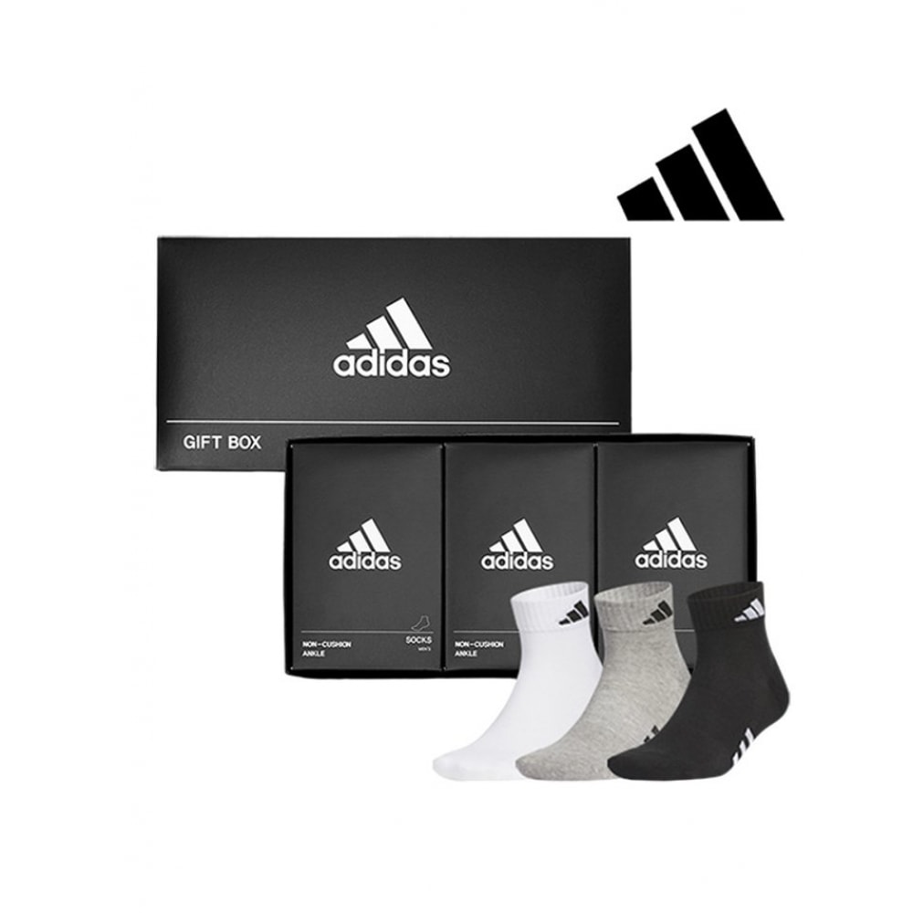 アディダスゴルフダブルボトムクッションスポーツソックス 3足ユニセックスギフトセット IF77203