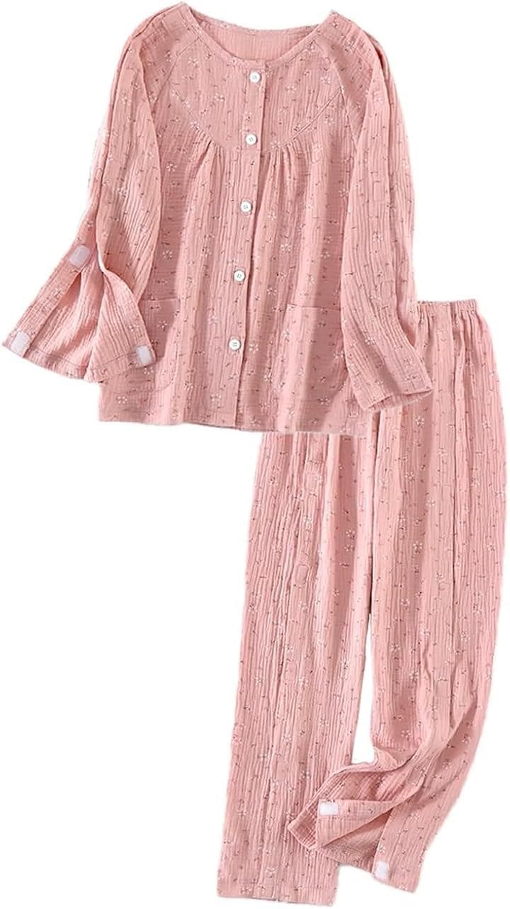 介護パジャマ 女性 レディース 何か所もオー プン全開入院服 要介護 寝たきり 点滴 ガーゼ 介助 フルオープン 骨折 コットン 病院用 母の日 プレゼント 通常(ピンク, XL)