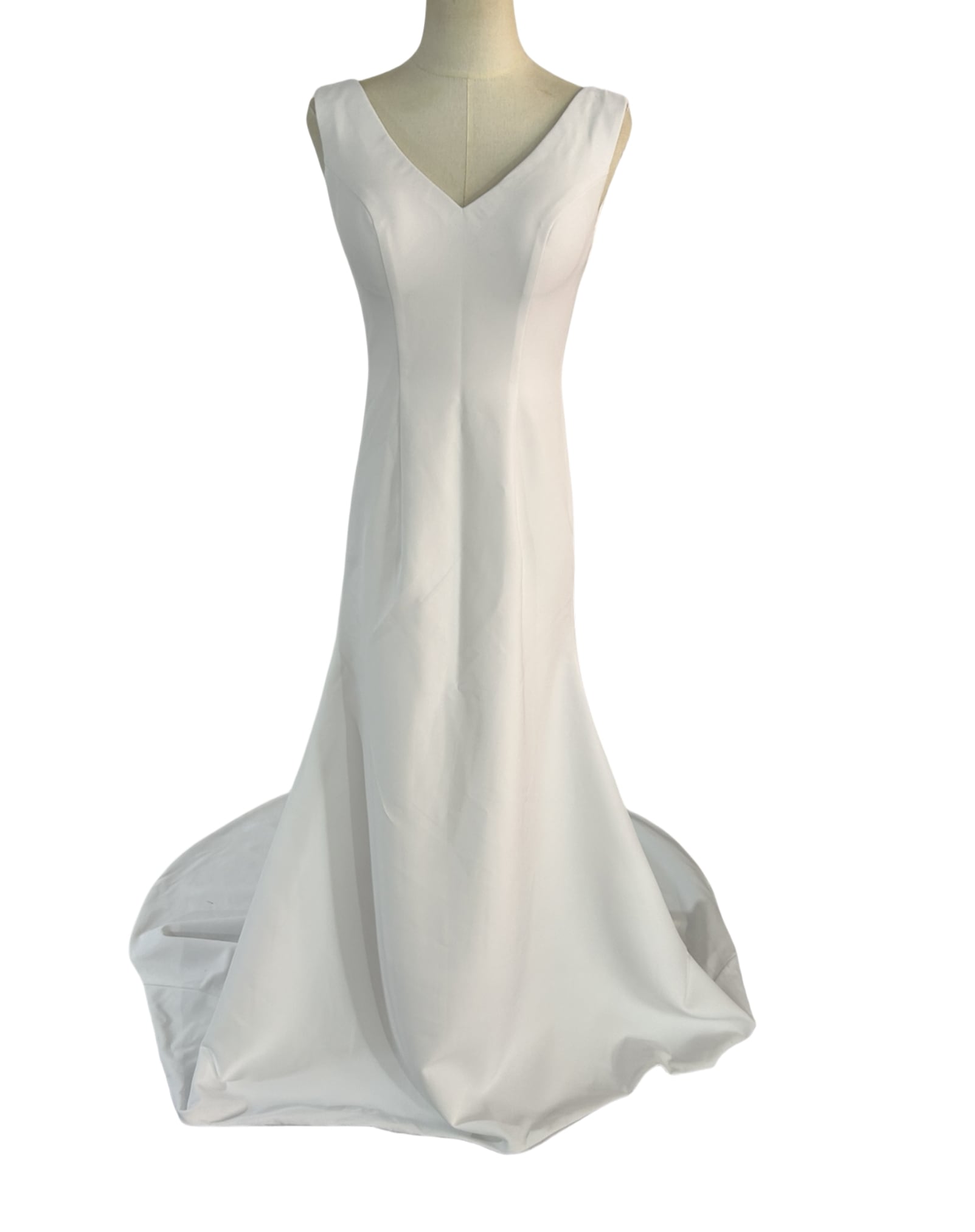 パーティードレス 優雅 Vネック オフホワイト クレープ生地 美しいバックレース 2次会/合コン