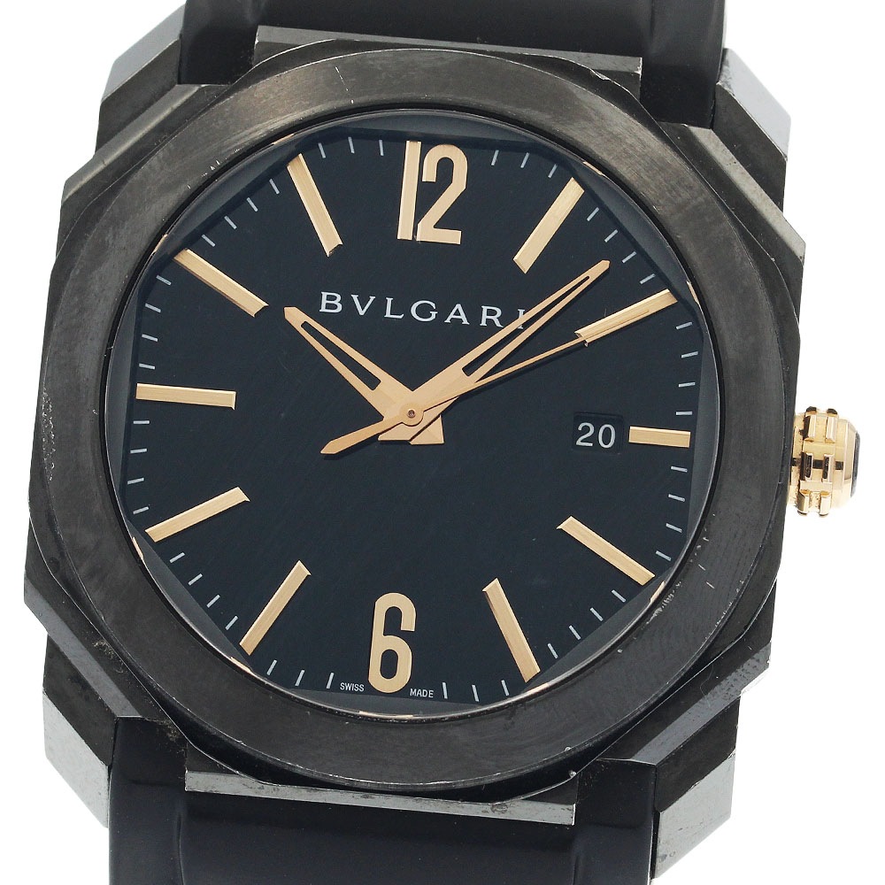 ブルガリ BVLGARI BGO41S オクト ウルトラネロ デイト 自動巻き メンズ _948499【中古】