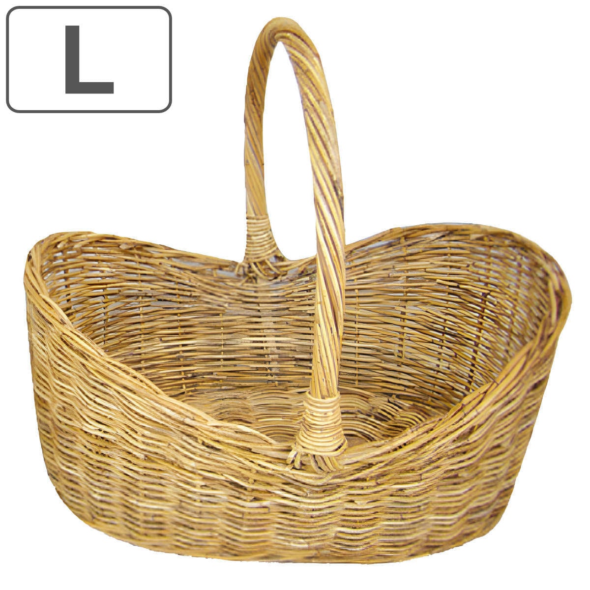アラログ ボートバスケットＬ かご バスケット 収納 ラタン 皮付き カゴ ワンハンドル 天然素材 アジアン雑貨 ハンドメイド 収納かご 藤 小物収納 大きい 手編み 小物入れ おしゃれ