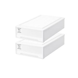 衣類収納/収納ケース スリムL ホワイト 2個組 幅44cm キャスター対応 天馬 Fits フィッツケース