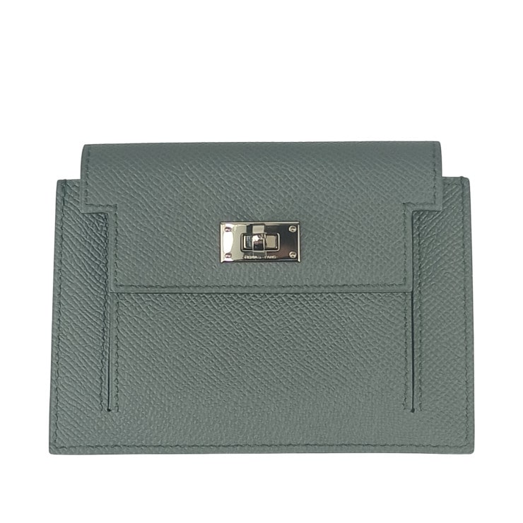 コインケース KELLY POCKET COMPACT ケリーポケットコンパクト エプソン 079001CK シルバー金具 VERT AMANDE【本物保証】