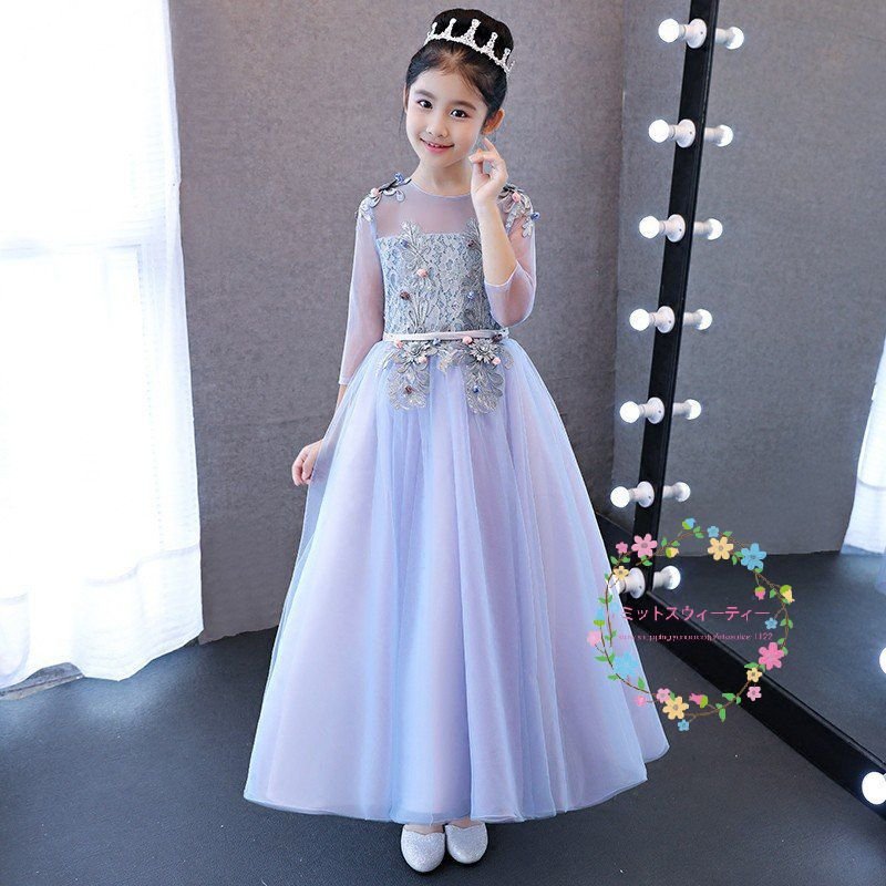子供ドレス ピアノ発表会 安い カラフル キッズドレス 結婚式 袖あり 子どもドレス 女の子 ミニ