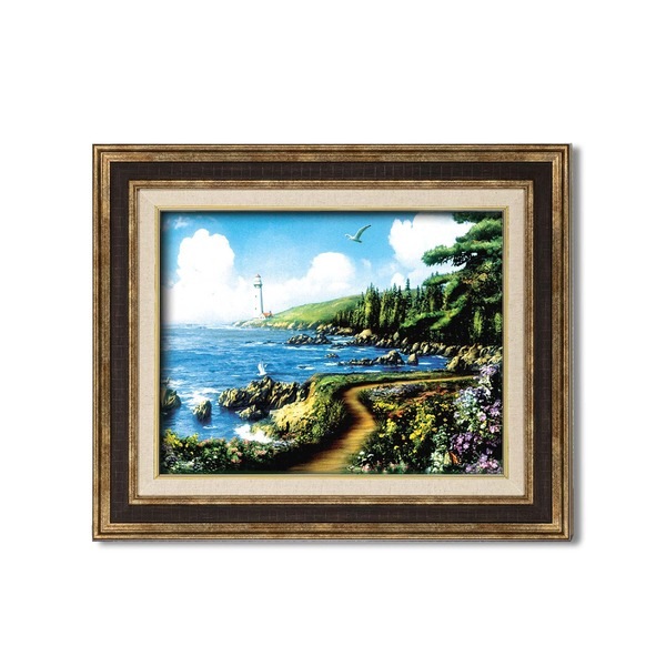 ( 額装品 ) 世界の名画 ダークブラウンアンティーク額 F6 アラン・ギアナ絵画額「運命の岬」 フレーム 額縁 額