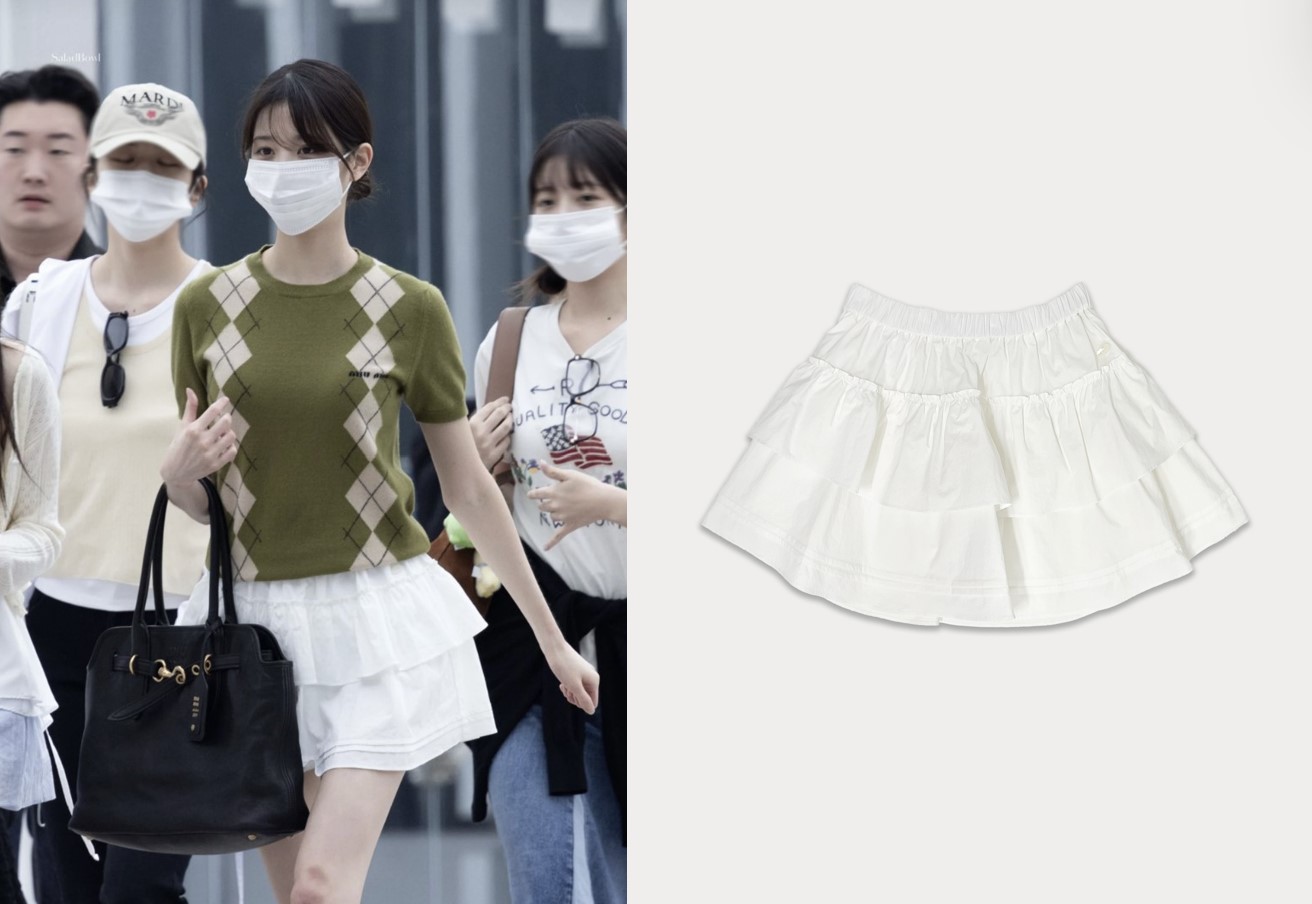 [IVE WONYOUNG] Cancan shirring ミニスカート(IVORY)ミニスカート