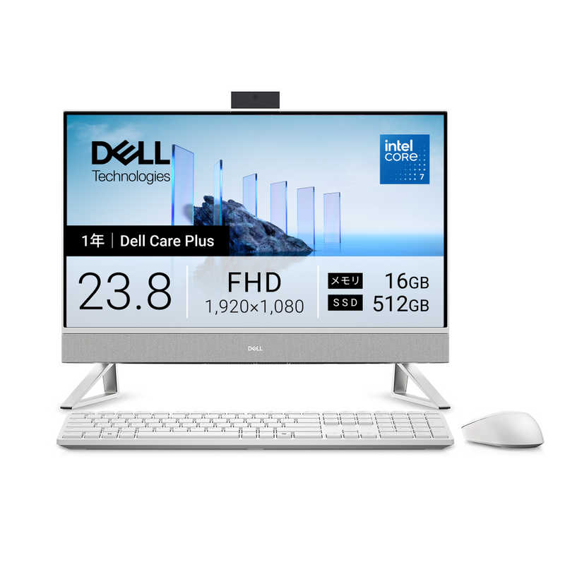 DELL　デル　デスクトップパソコン [ 23.8型 / Win11 Home / Core 7 / メモリ16GB / SSD512GB ] パールホワイト　AD67-GHWC