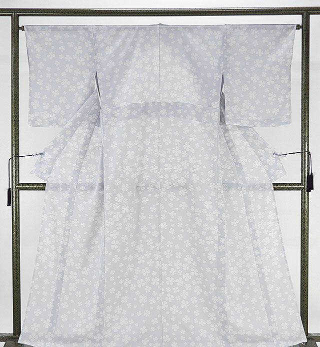 夏物 小紋 新品仕立済 正絹 夏物 四つ葉模様 絽小紋 新品 仕立て上がり 着物