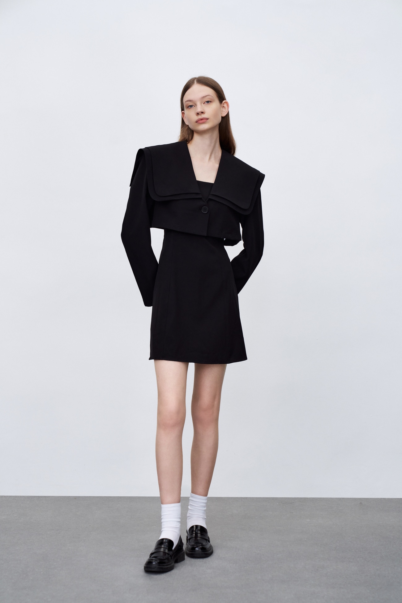 冬 婦人服 ラペルスーツ ドレス ワンピース 個性的 デザイン ユニーク スタイリッシュ クール シックブラック S M L XL ワンピース 膝上 袖あり 長袖 かわいい 大人可愛い きれいめ