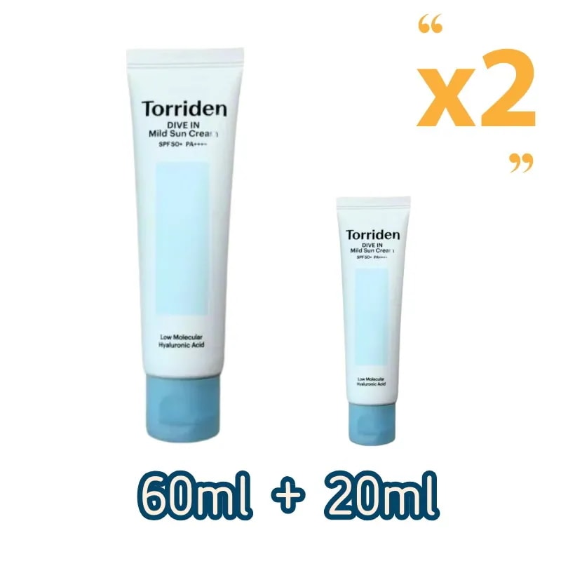 【2本セット】ダイブイン マイルド ミネラルサンクリーム SPF50+ PA++++低刺激・ノンケミカル UVカット 80ml (60ml+20ml)