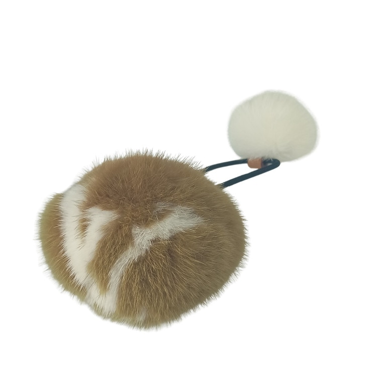 ヘアアクセサリー シュシュ・ヴィゾン LV コージー M77738 ブラウン×ホワイト ミンクファー レディース【本物保証】