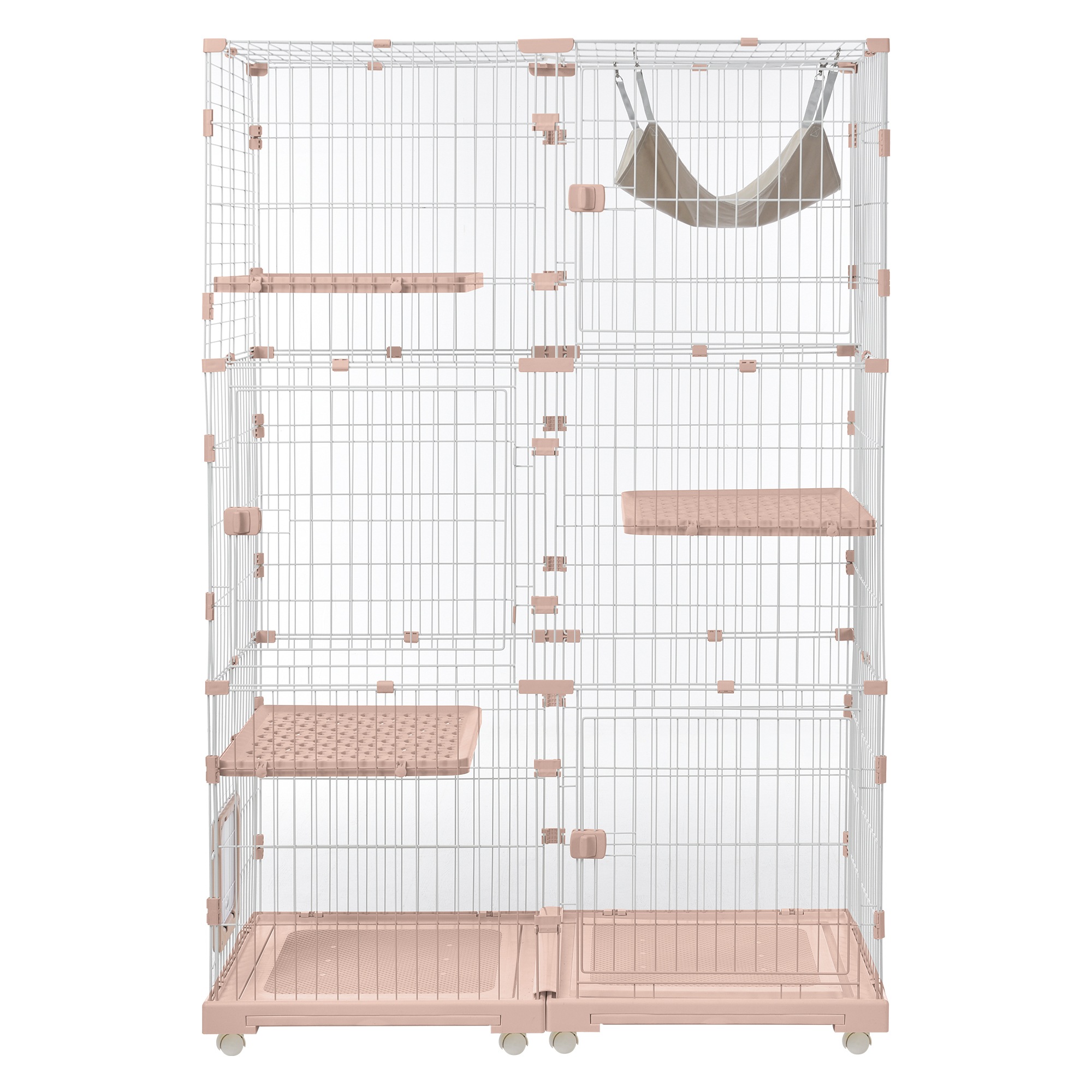 【大好評！最安値挑戦!】猫 ケージ キャットケージ 3段 幅広設計 自由組み合わせ トレー付き 猫ドア付き ハンモック付き 大型 猫ゲージ 高級感 おしゃれ キャットハウス ネコ ハウス 多段 留守番