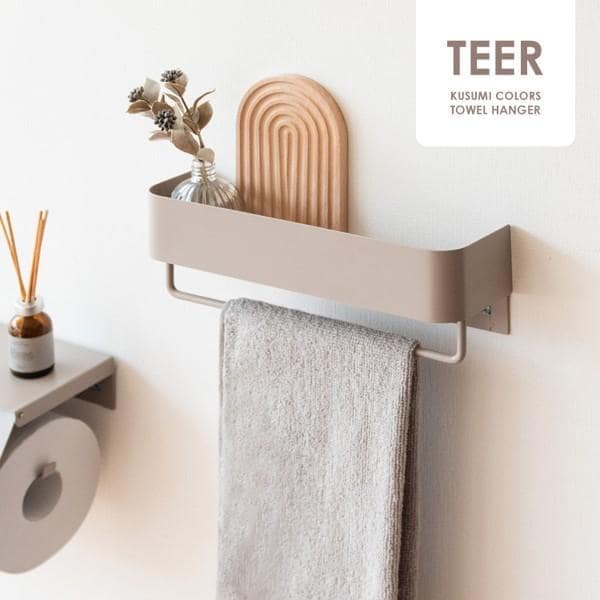 タオルハンガー おしゃれ タオル掛け 完成品 フェイスタオル掛け ハンガーバー 収納 トイレ キッチン 棚付き 北欧 スチール diy くすみ 可愛い ID004