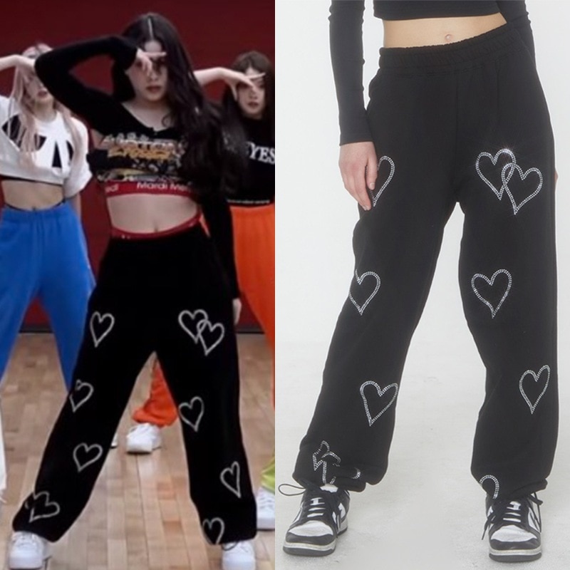 NMIXX着用 LESSERAFIM着用 クリスタルハート 2way ジョガーパンツ韓国 アイドル ダンス レディース