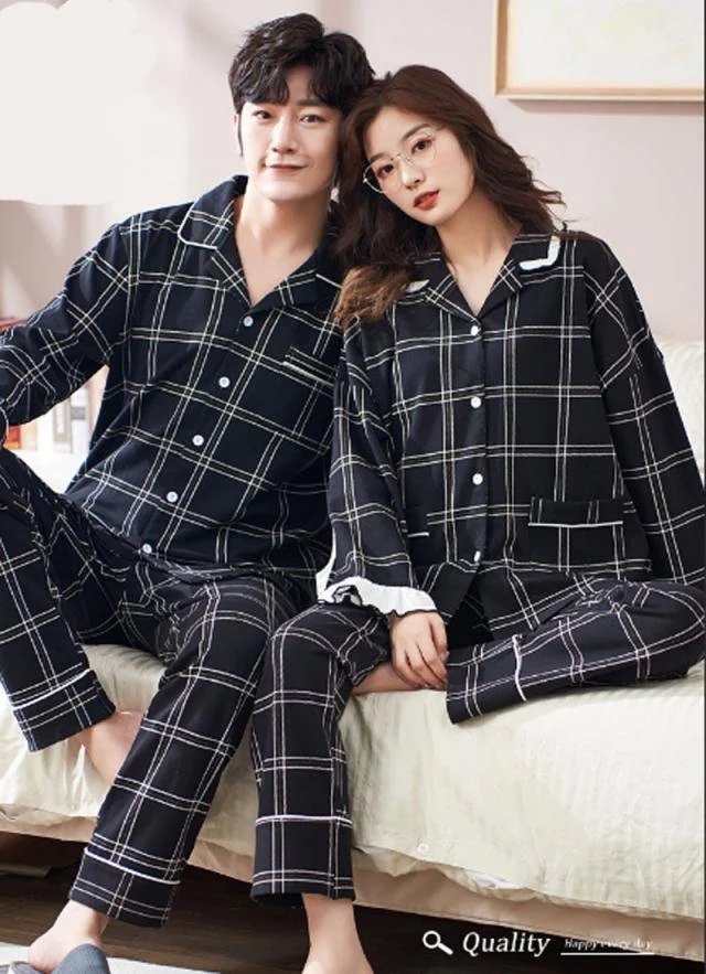 【ペア価格】 ペアルック パジャマ レディース メンズ 春秋 長袖 上下セット パンツセット カップル 寝巻き 寝間着 お揃い スウェット プレゼント ハネムーン ファッション プレゼント チェック柄