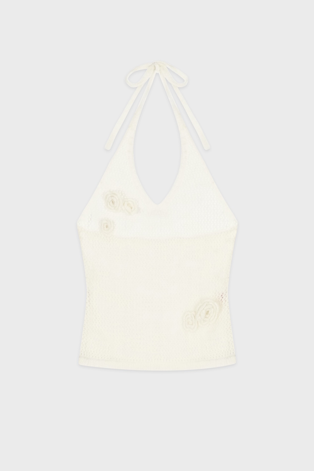 【SINOON】 FLOWER HALTER NECK KNIT VEST : IVORY