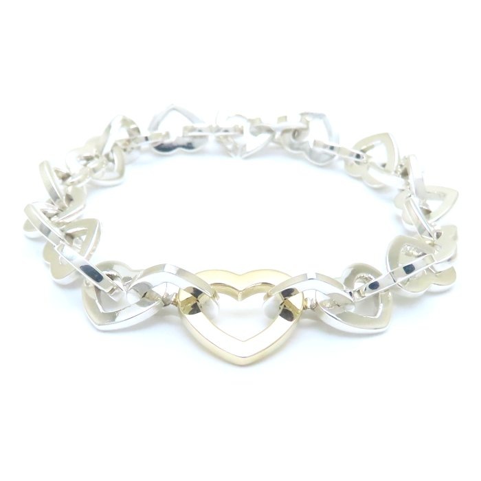 ハートリンク ブレスレット シルバー925xK18YG イエローゴールド /293777【中古】