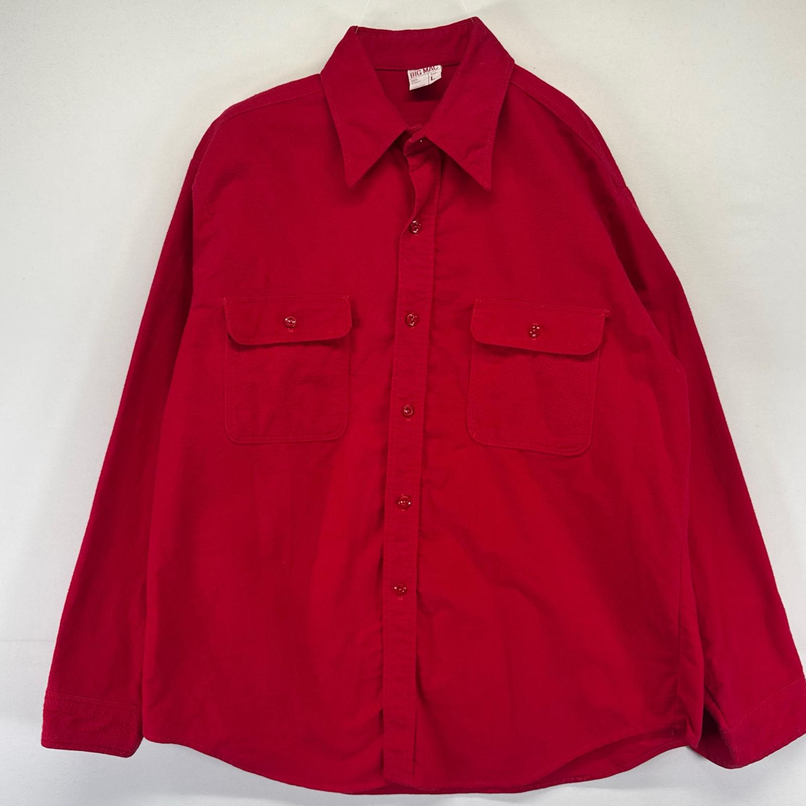 古着 70s/70年代 ヴィンテージ ビッグマック BIG MAC USA製 長袖シャツ シャモア JC Penney L レッド系 メンズ