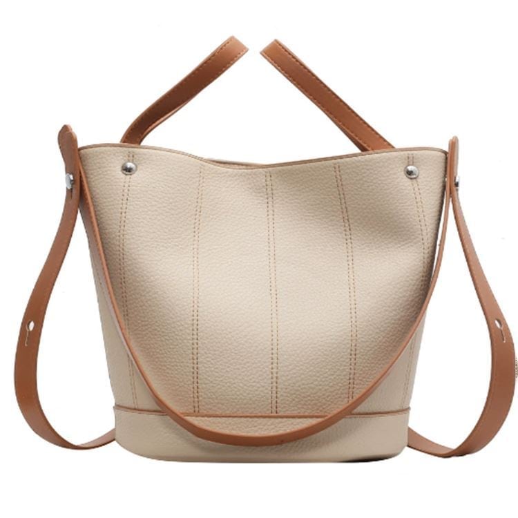 【2点購入で10％OFF】バケツバッグ ショルダーバッグ レディースバッグ ボストンバッグ 持ちやすい 鞄 高級感 肩掛け 斜めかけ バッグ 合革 ファスナー鞄 大容量 幅広方ベルト 通勤 通学 大人