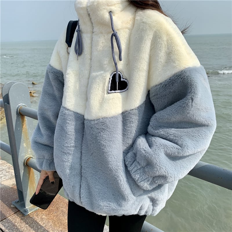 アウター レディース ふわふわ スタンドカラー モコモコ ファスナー ポケット 前開き かわいい