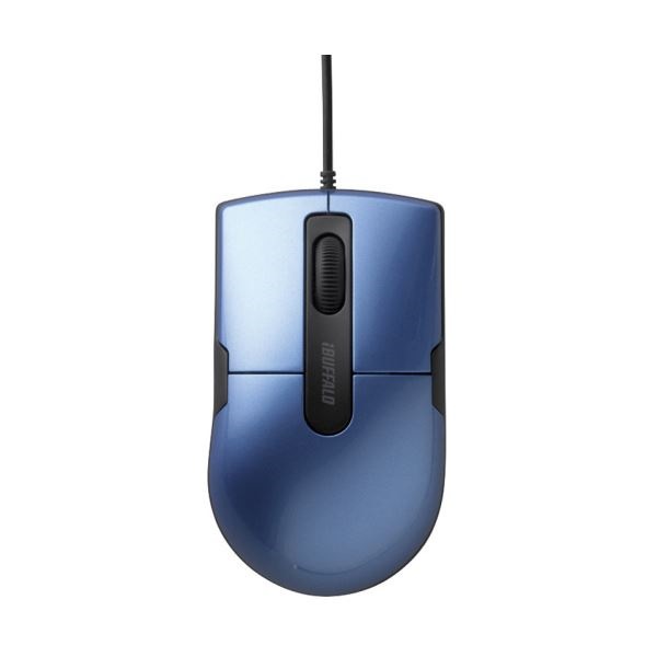 （まとめ） バッファロー 有線BlueLEDマウス静音 3ボタン Mサイズ ブルー BSMBU26SMBL 1個 10セット