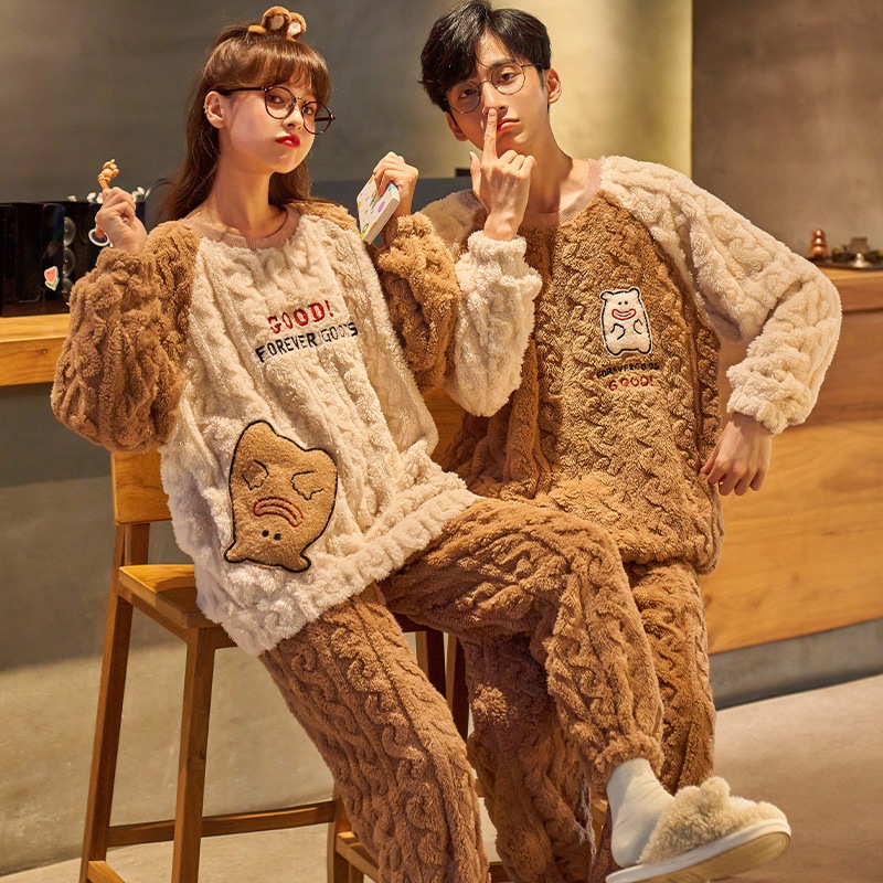 パジャマカップルペアパジャマふわふわもこもこルームウェア上下セットペアルック可愛い