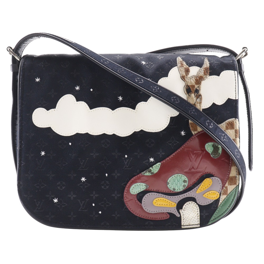 ミュゼット コント・ドゥ・フェ M92273 ショルダーバッグ モノグラムサテン ハラコ 黒 SR0032 レディース 中古品 A-ランク