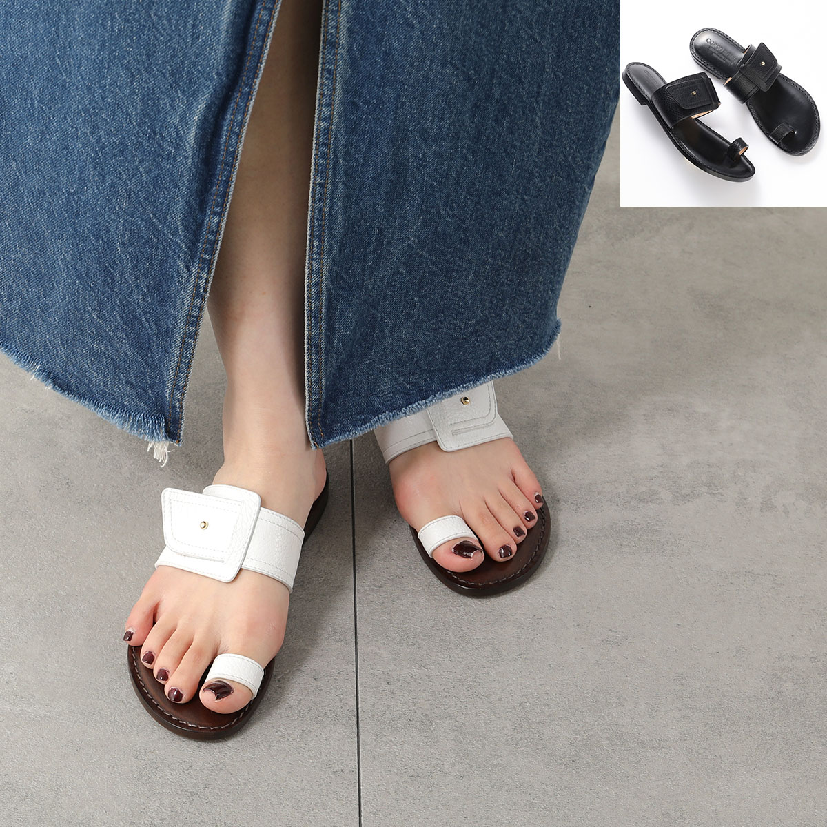 CORSO ROMA 9 コルソローマ ノーヴェ サンダル B/607 レディース レザー フラットサンダル ベルトサンダル シューズ 靴 カラー2色