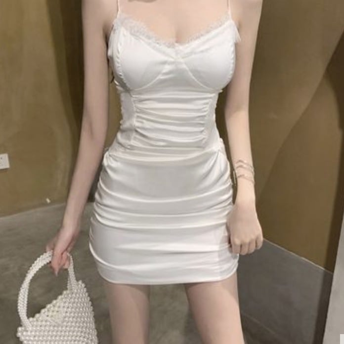 ワンピース ドレス レディース ショート キャミソール ギャザー スリム タイト かわいい 大人可愛い きれいめ シンプル 大人 上品 おしゃれ 無地 夏 お出かけ デート パーティー ホワイトその他 ワンピース・ドレス