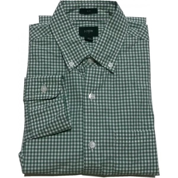 ジェイクルー 長袖 ボタンダウンシャツ ギンガムチェック グリーン J.CREW JC2-029