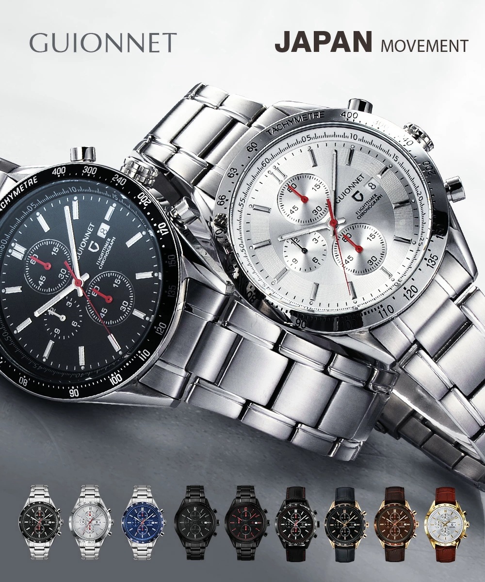 フライトタイマー タキメータークロノグラフ 腕時計 メンズ 時計 男性用 レーシングクロノグラフ 高級感 メンズウォッチ ビジネス オフィス エレガント スポーティー クォーツ 電池式 ブラック プレ