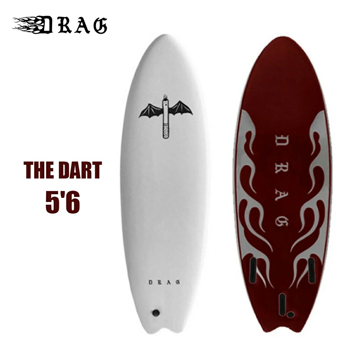 DRAG ソフトボード サーフボード THE DART 56 THRUSTERモデル ドラッグ SOFTBOARD BEACH CULTURE フィン付 スポンジボード サーフィン