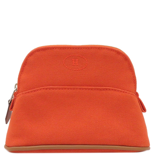 エルメス HERMES ポーチ ボリードポーチ ミニミニ コットン オレンジ シルバー金具【中古】